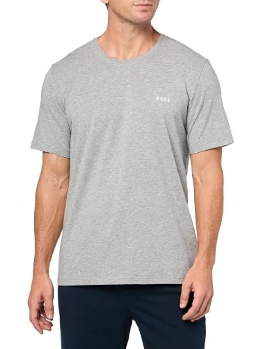 Hugo Boss T-Shirt Size XL Gray Heather Crewneck Curved Logo